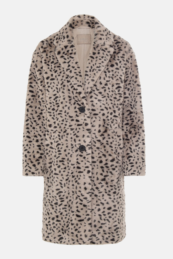 Olsen Dark Taupe Animal Print Faux Fur Coat 15101438