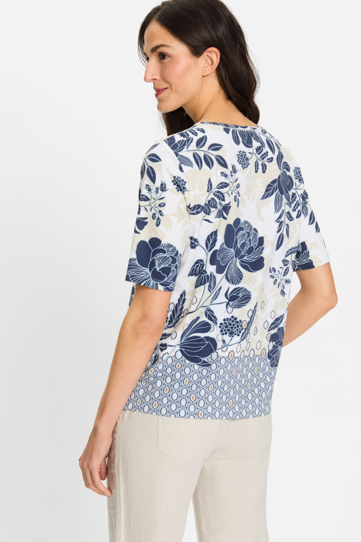 Olsen Indigo Floral Print T-Shirt 11105108