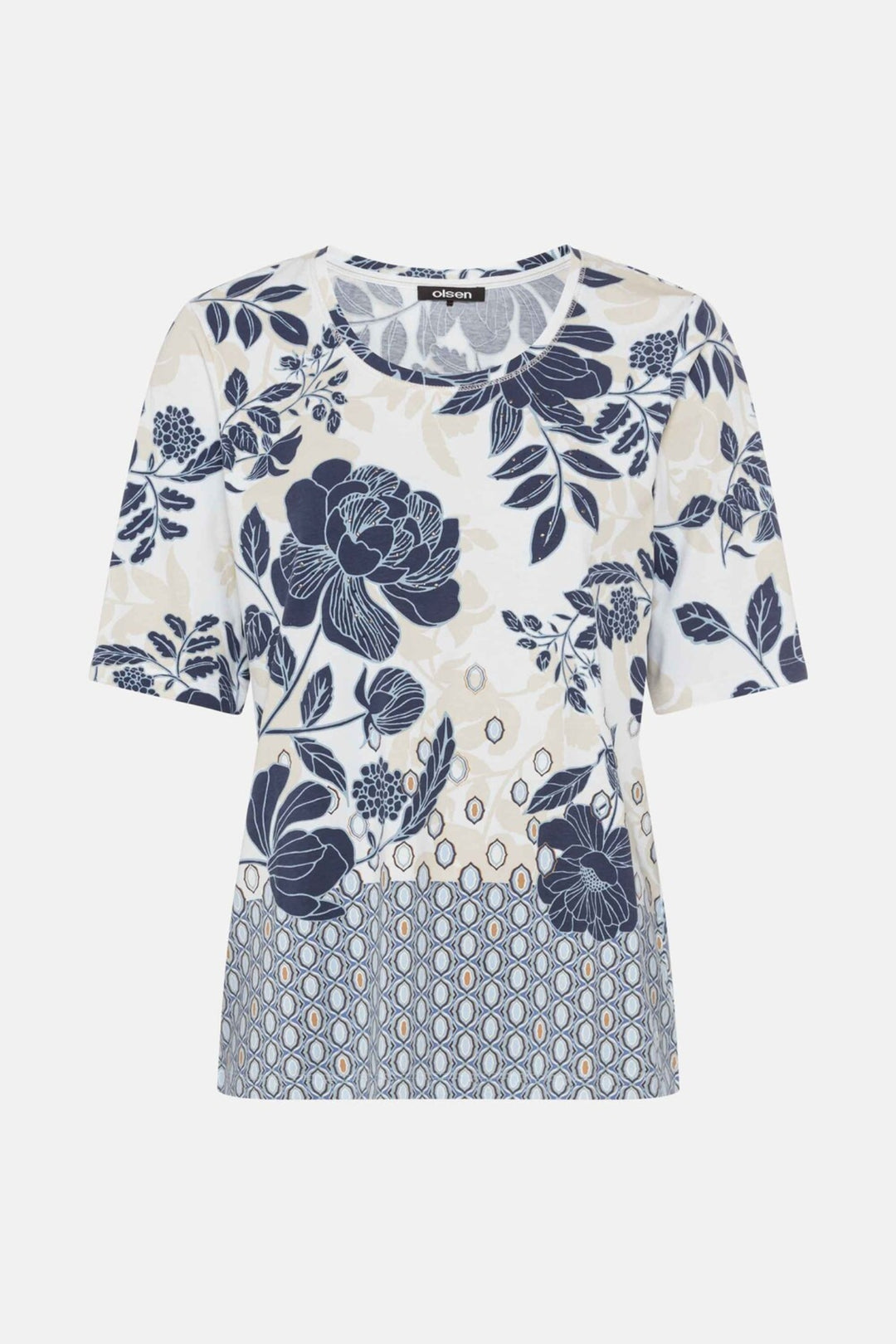 Olsen Indigo Floral Print T-Shirt 11105108