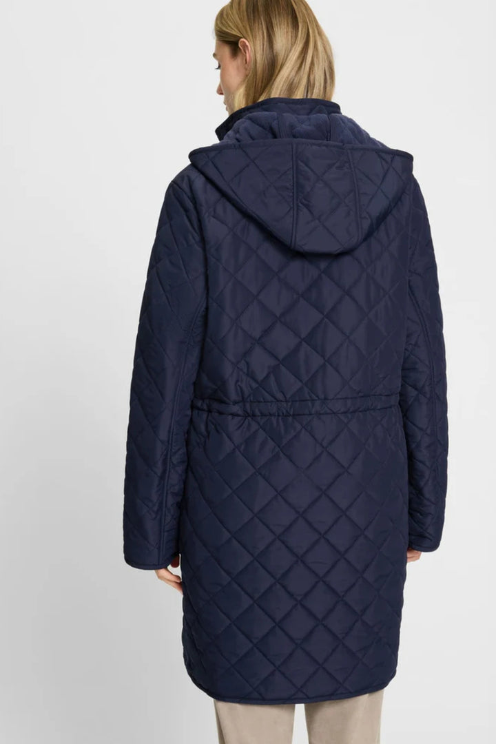 Olsen Navy Diamond Quilt Longline Coat 15101430