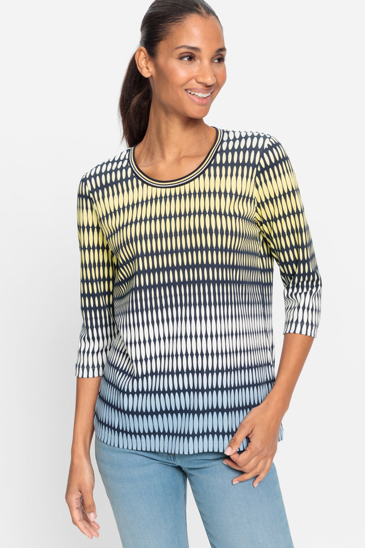 Olsen Navy Optic Print Jersey Top 11105019