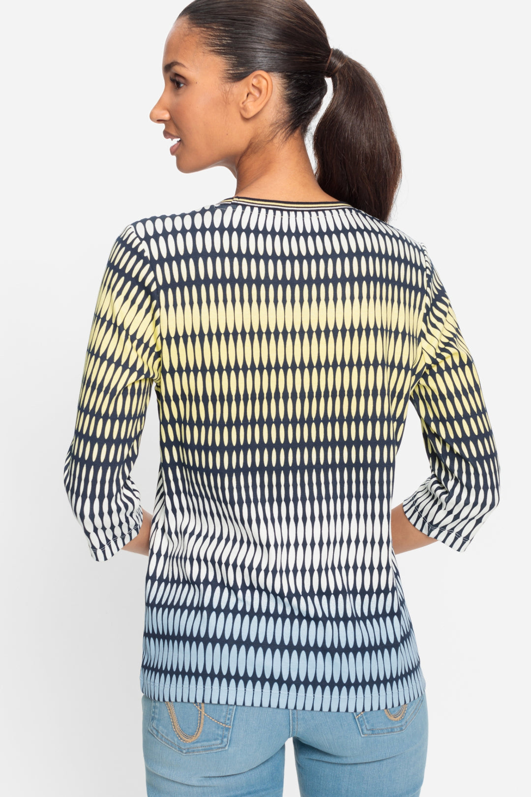 Olsen Navy Optic Print Jersey Top 11105019