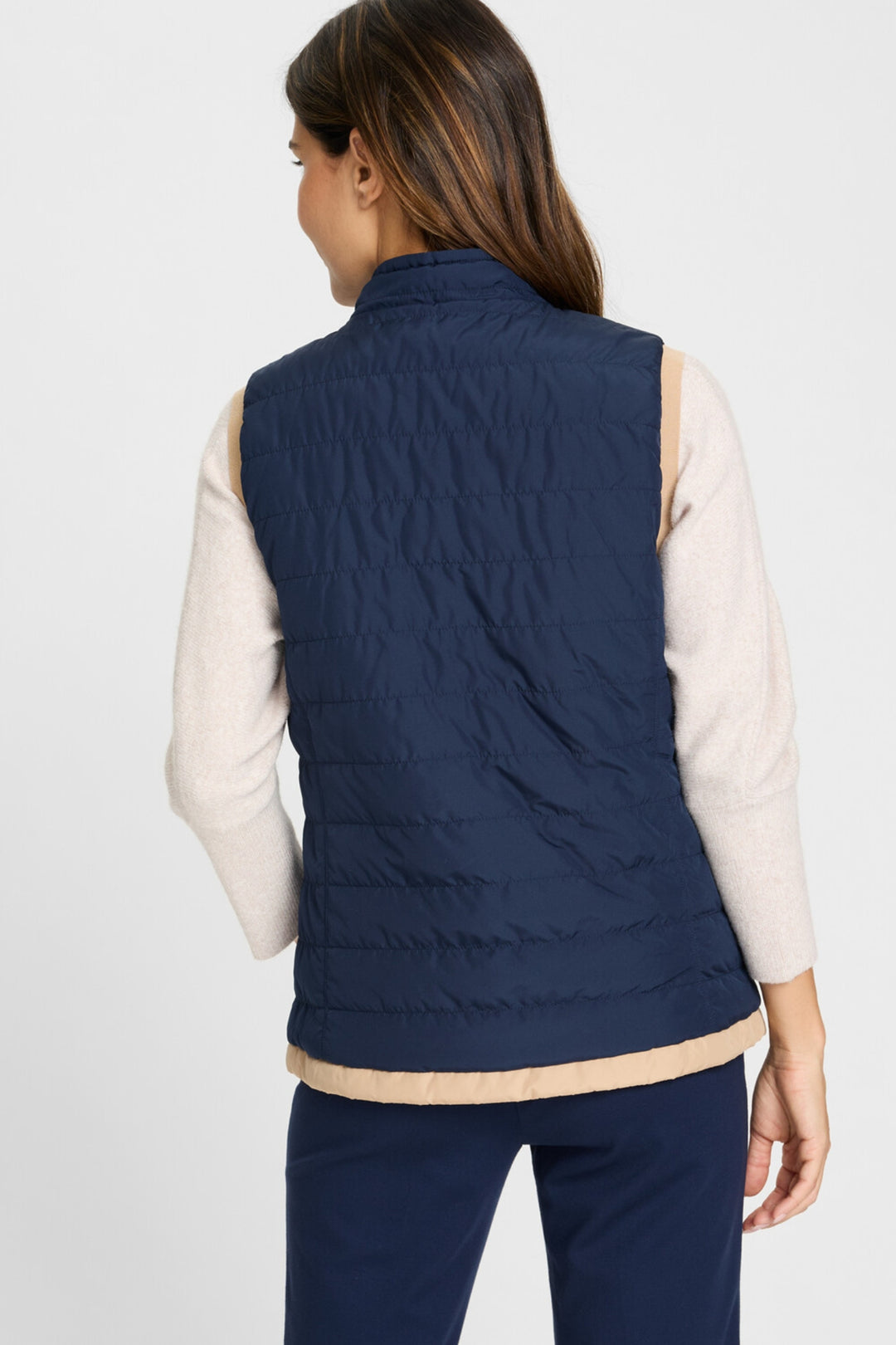 Olsen Navy & Taupe Reversible Gilet 15101394