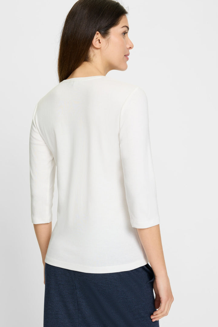 Olsen Off White Blue Print 3/4 Sleeve T-Shirt 11100126