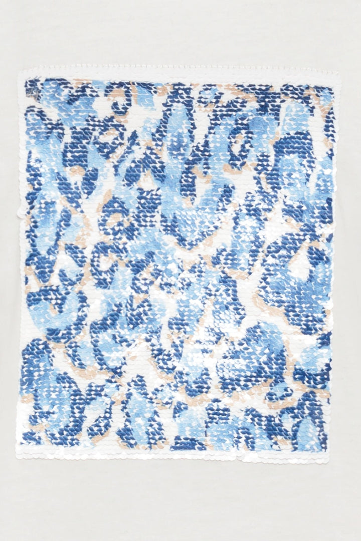 Olsen Off White Leopard Sequin T-Shirt 11105127