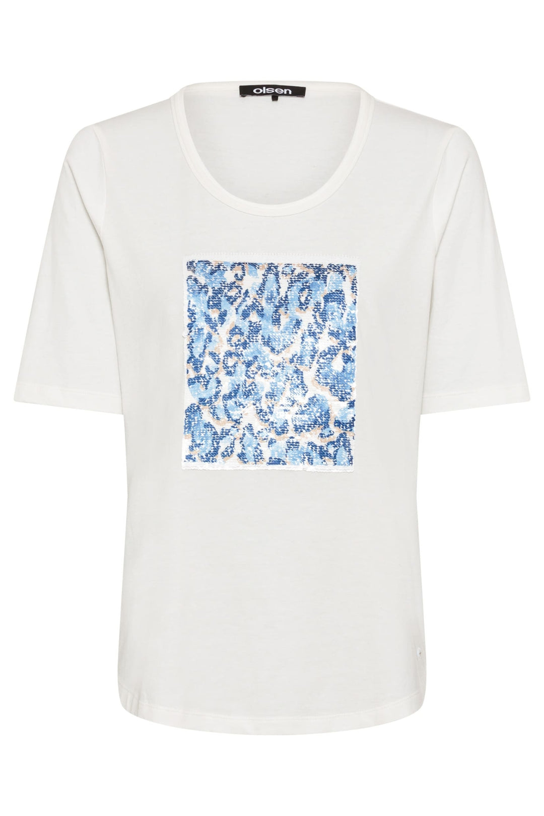 Olsen Off White Leopard Sequin T-Shirt 11105127