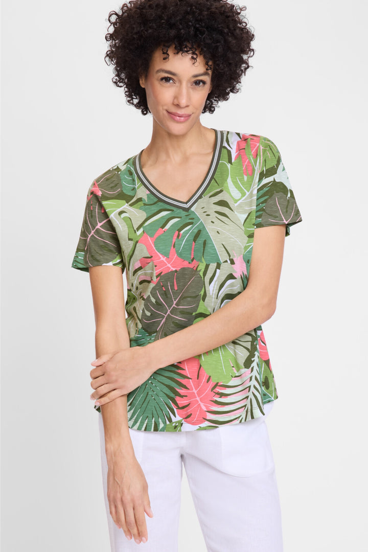 Olsen Olive Palm Print T-Shirt 11105096
