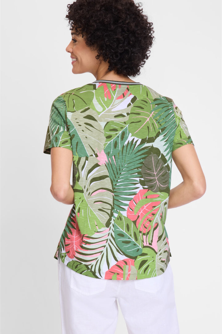 Olsen Olive Palm Print T-Shirt 11105096