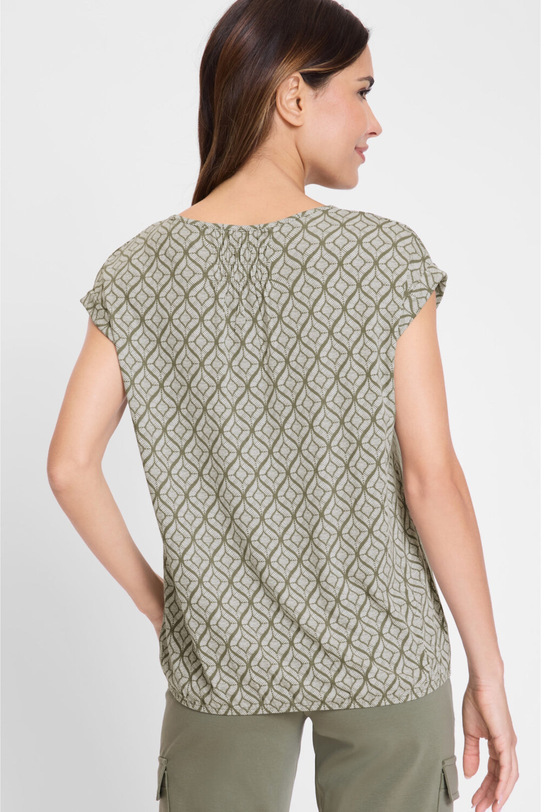 Olsen Olive Leaf Print T-Shirt 11105104