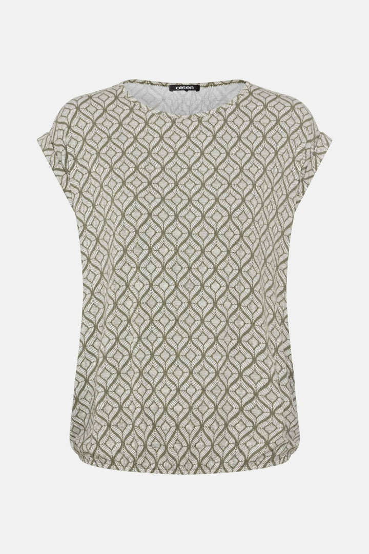 Olsen Olive Leaf Print T-Shirt 11105104