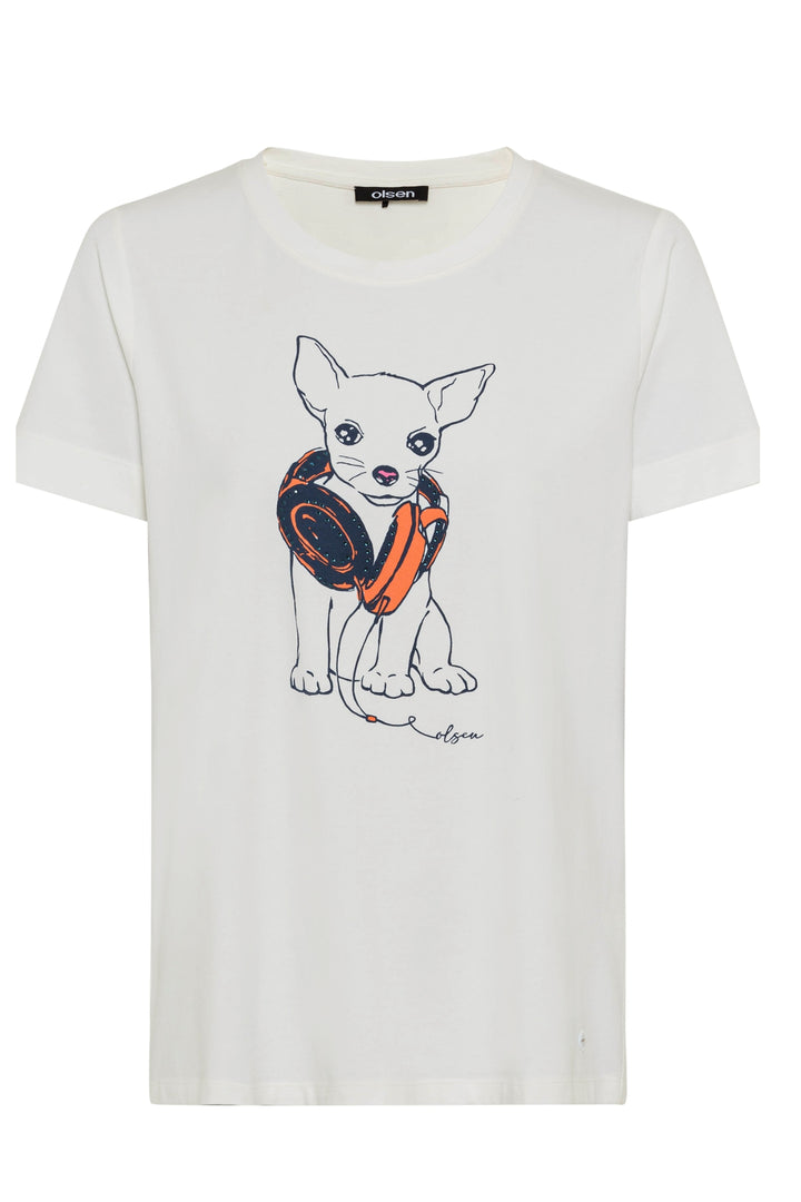 Olsen White Chihuahua Print T-Shirt 11105029 - Experience Boutique