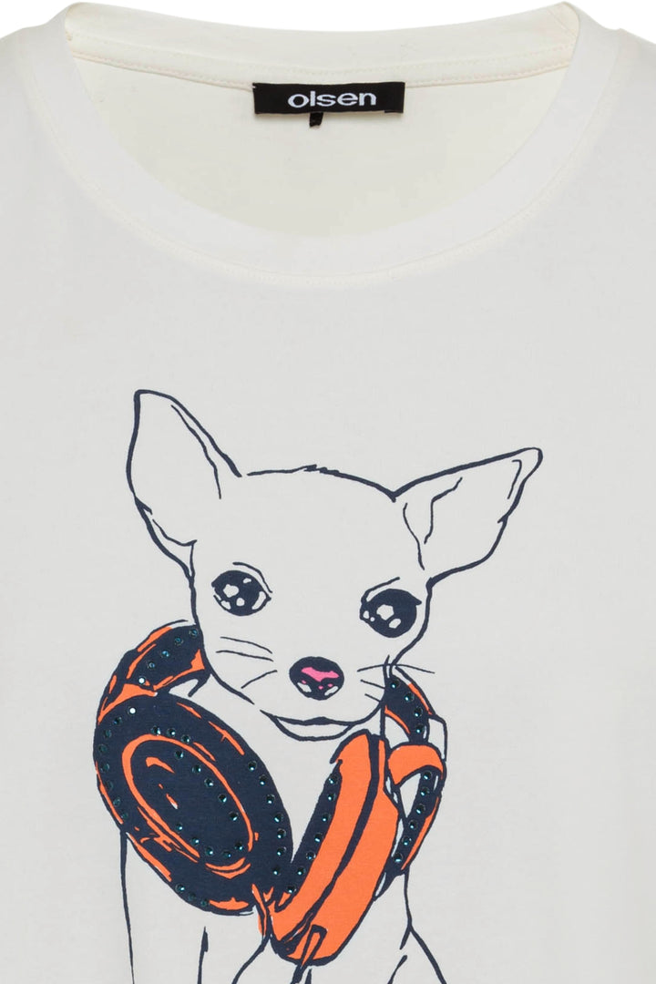 Olsen White Chihuahua Print T-Shirt 11105029 - Experience Boutique