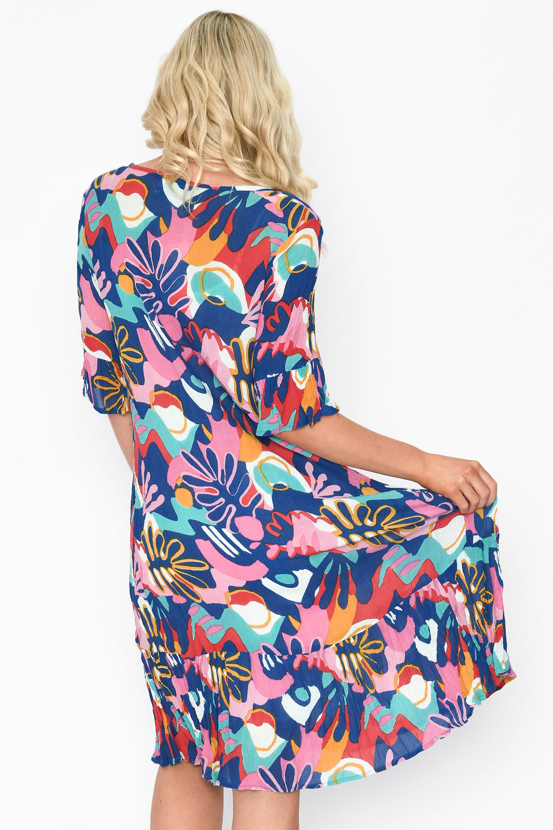 One Summer DW2F Jessica Cobalt Tropical Print Dress - Experience Boutique