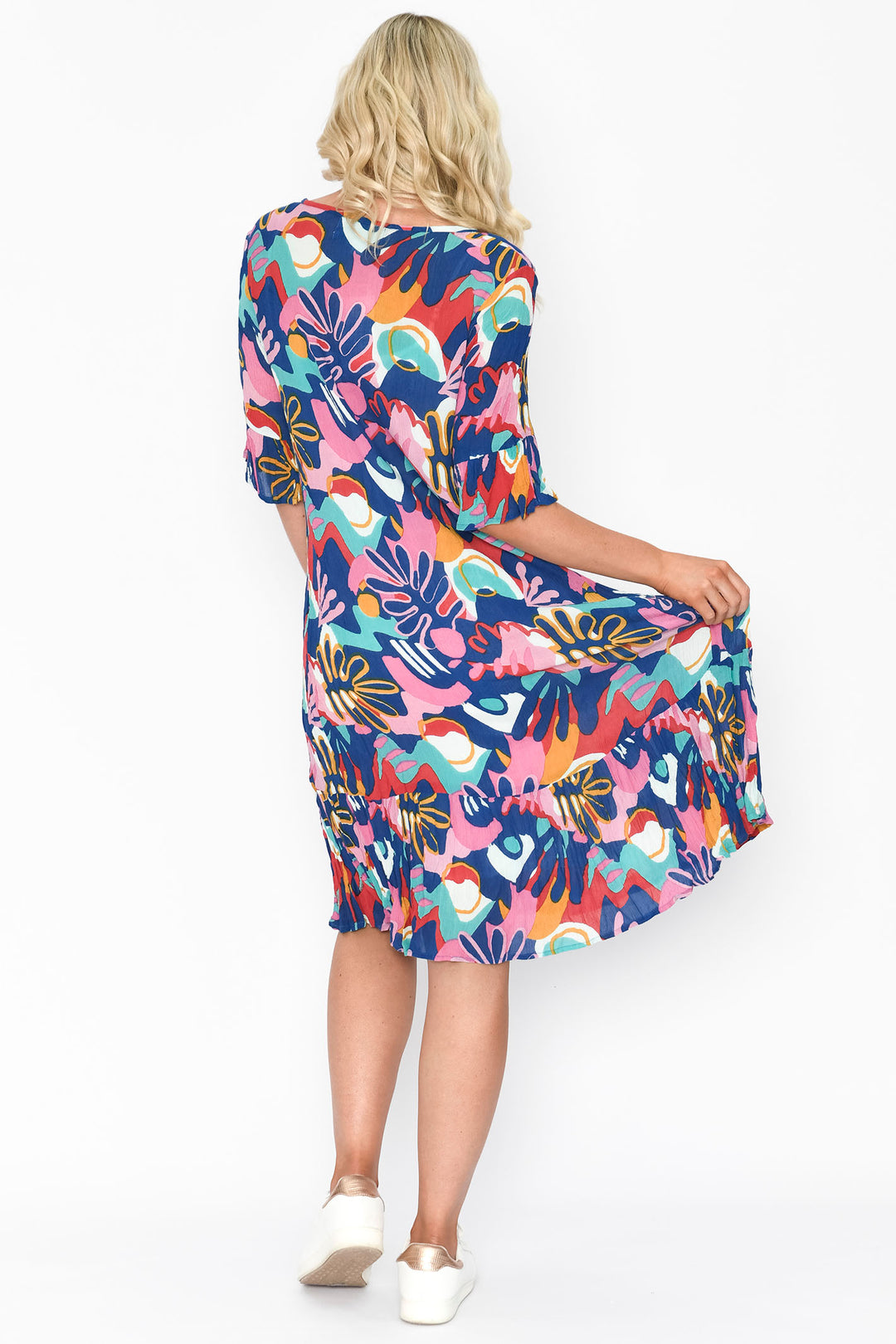 One Summer DW2F Jessica Cobalt Tropical Print Dress - Experience Boutique