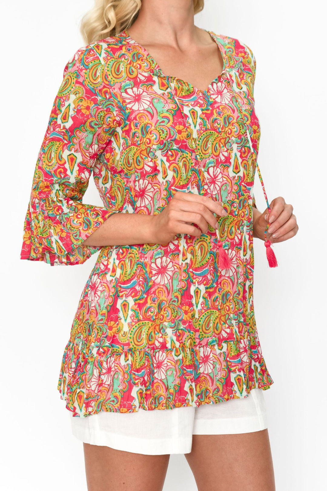 One Summer DW53F Orange Emma Paisley Print Tunic