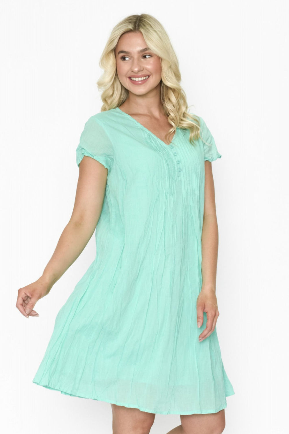 One Summer DW56D Aqua Taylor V-Neck Dress - Experience Boutique