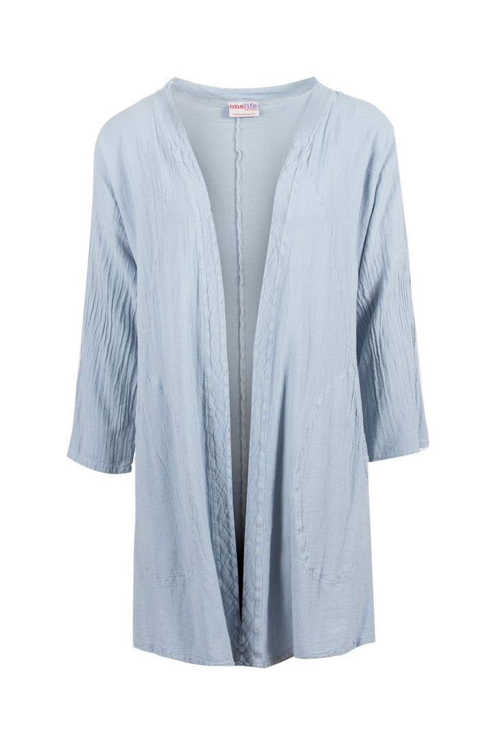 Onelife J628 Parrot Dusty Blue Cotton Kimono