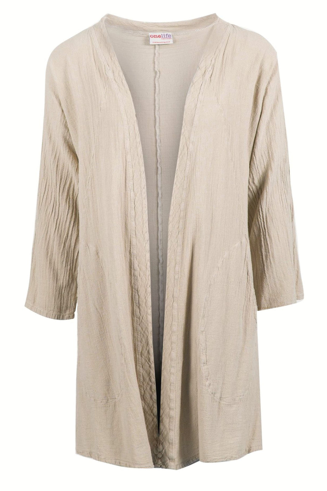 Onelife J628 Parrot Taupe Cotton Loose Fit Kimono - Experienbce Boutique