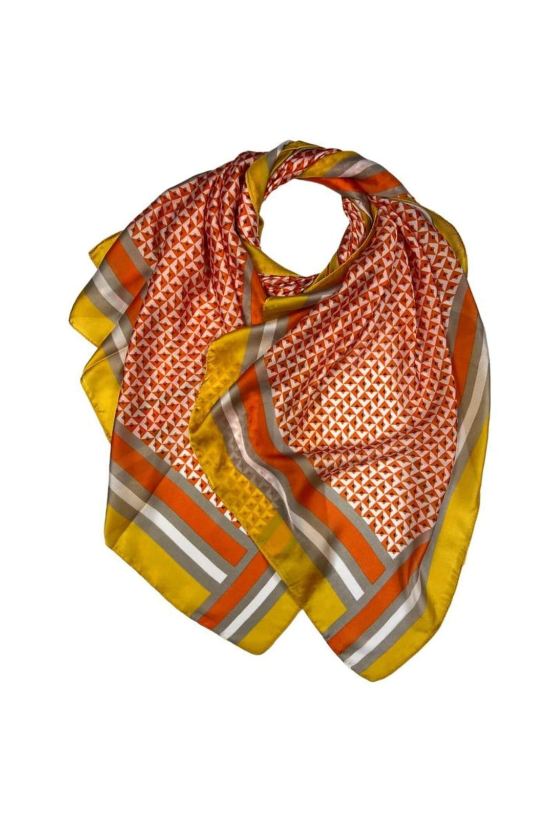 Orange & Yellow Diamond Print Silk Blend Scarf