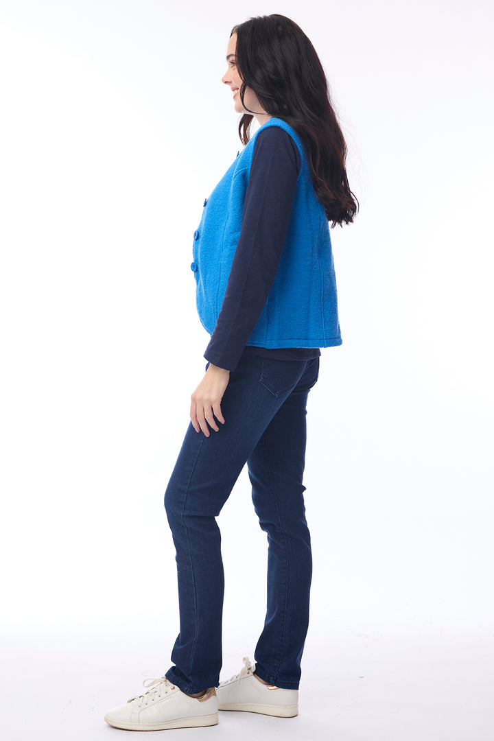 Orientique 1336 Cobalt Blue Merino Wool Waistcoat at Experience Boutique