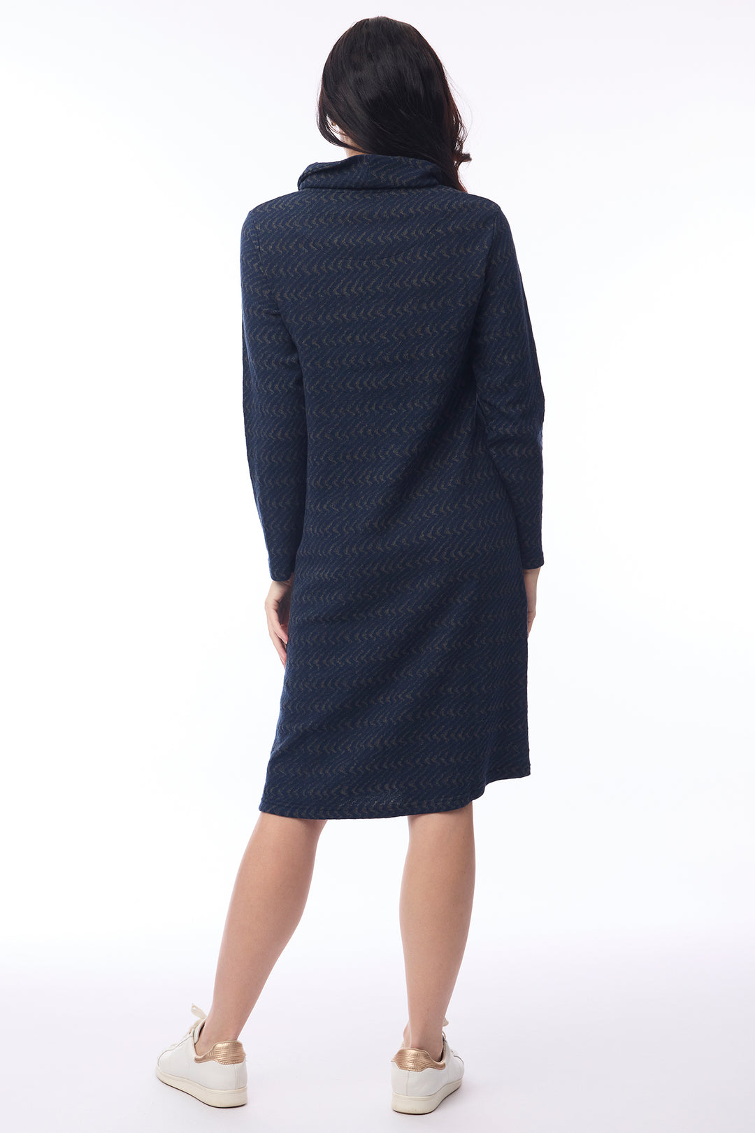 Orientique 21468 Maluku Print Cowl Neck Knit Dress at Experience Boutique