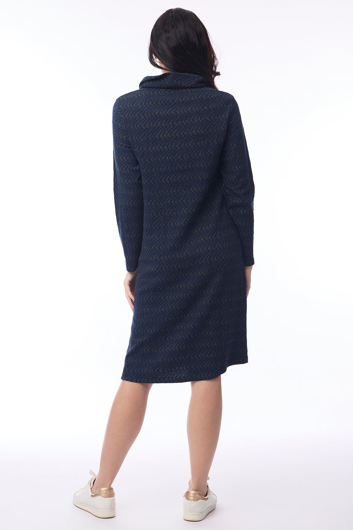 Orientique 21468 Maluku Print Cowl Neck Knit Dress at Experience Boutique