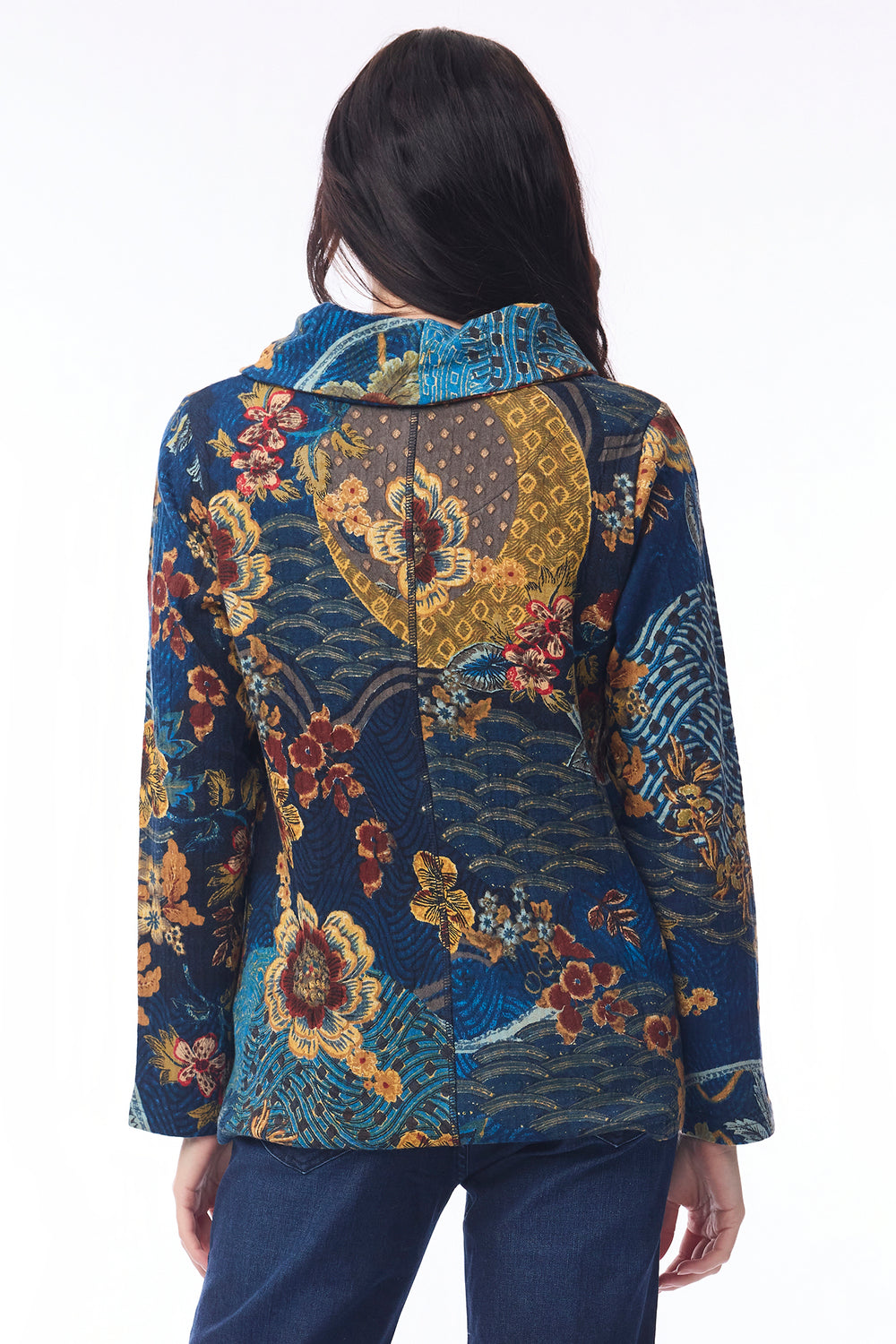 Orientique 23121 Maluku Print Cowl Neck Top at Experience Boutique