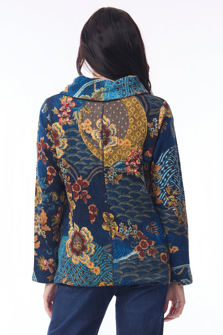 Orientique 23121 Maluku Print Cowl Neck Top at Experience Boutique