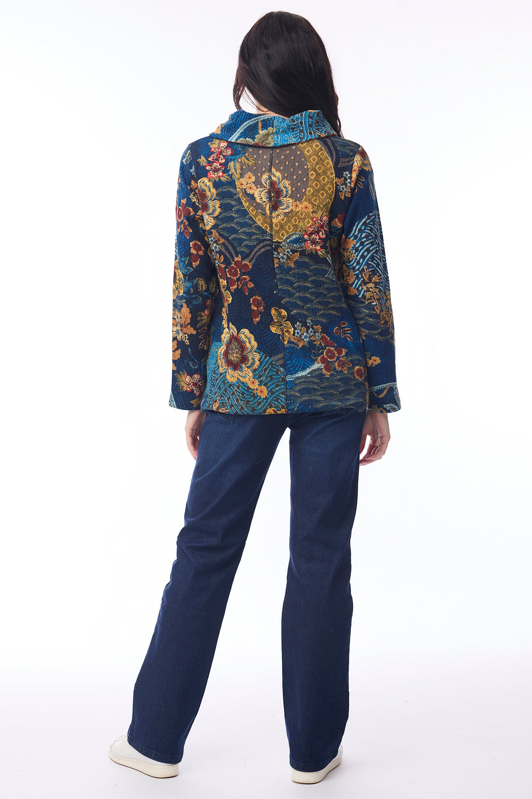 Orientique 23121 Maluku Print Cowl Neck Top at Experience Boutique