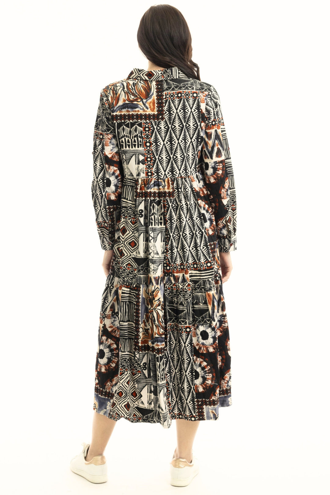 Orientique 61716 Makeba Print Maxi Collar Dress