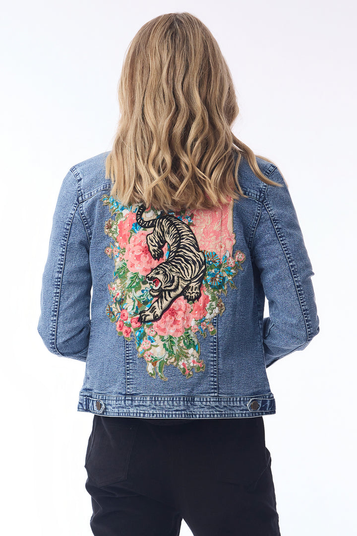 Orientique 62804 Keqioa Print Denim Jacket at Experience Boutique