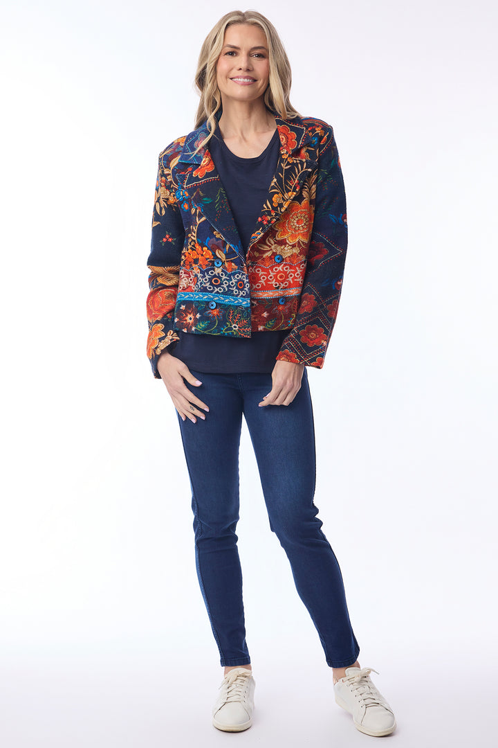 Orientique 62813 Embroidery Print Cropped Jacket at Experience Boutique