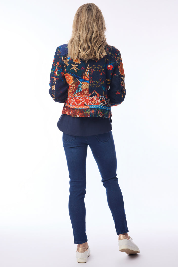 Orientique 62813 Embroidery Print Cropped Jacket at Experience Boutique