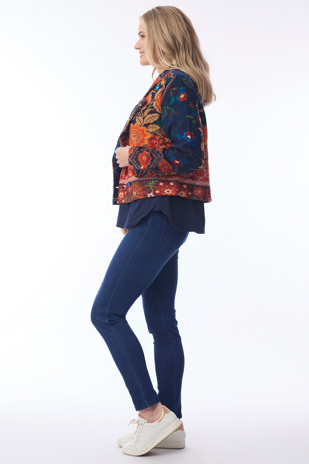 Orientique 62813 Embroidery Print Cropped Jacket at Experience Boutique