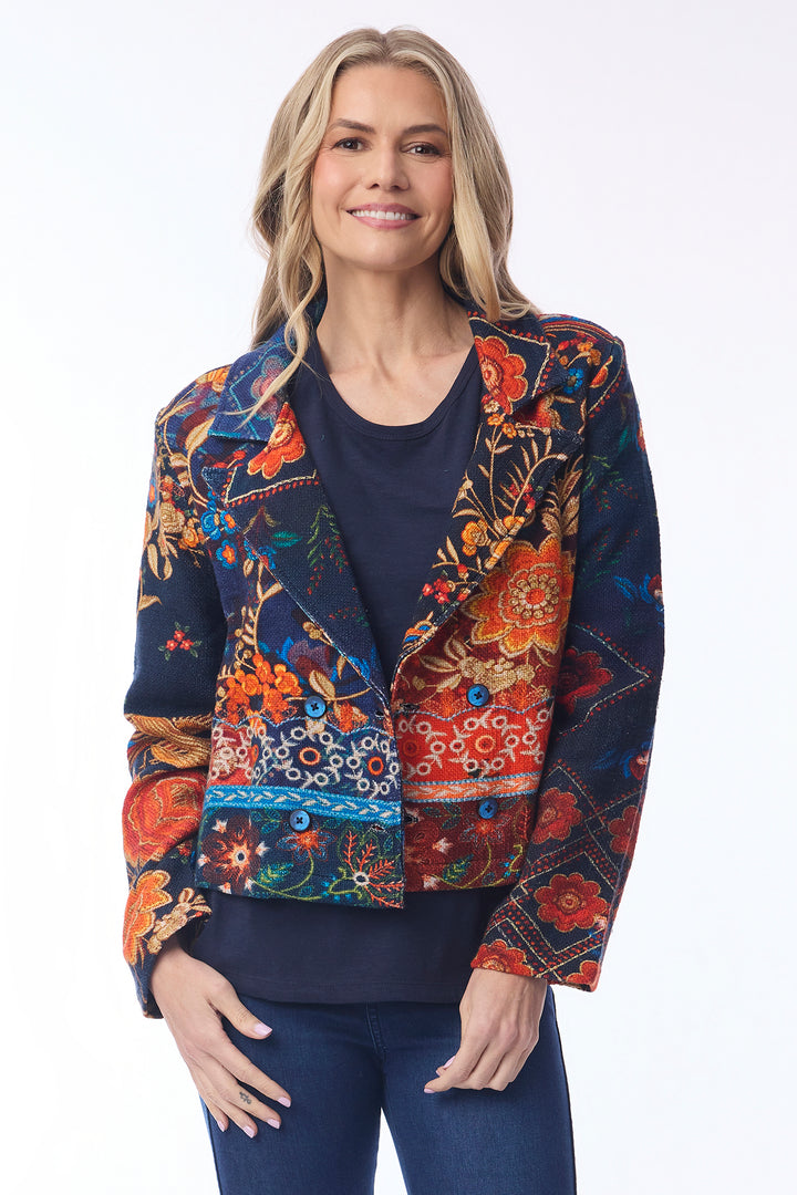 Orientique 62813 Embroidery Print Cropped Jacket at Experience Boutique