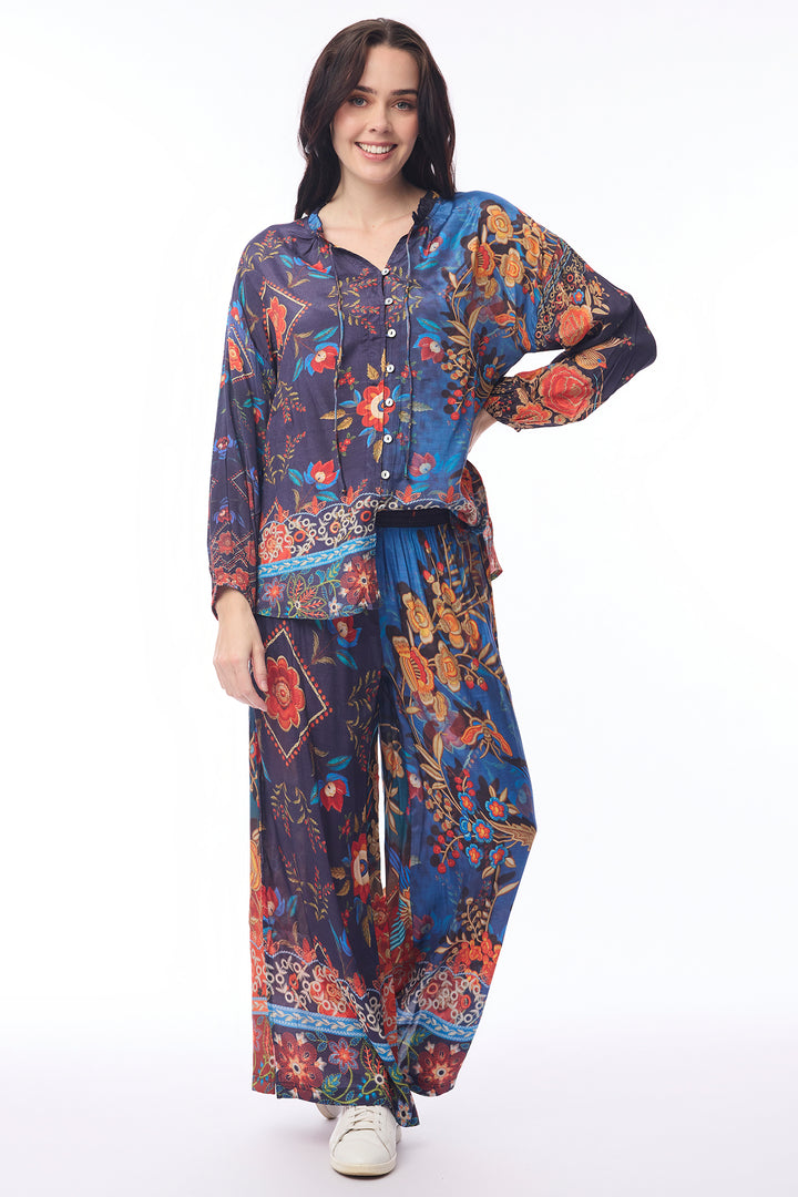 Orientique 72568 Embroidery Print Blouse at Experience Boutique