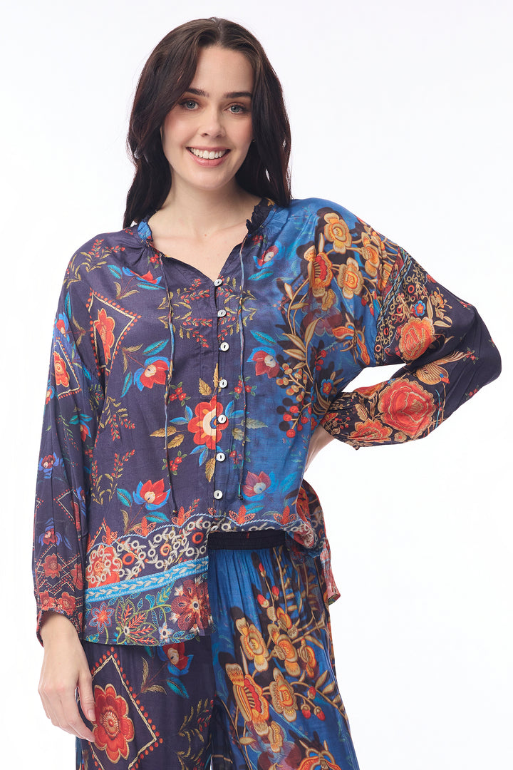 Orientique 72568 Embroidery Print Blouse at Experience Boutique