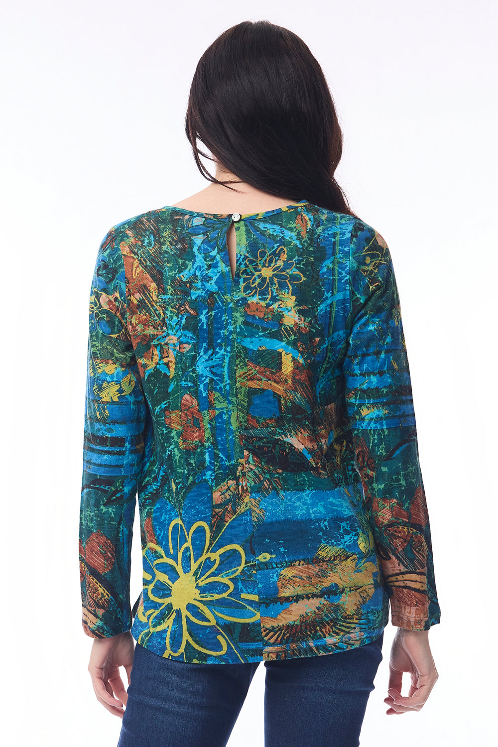 Orientique 23143 Batik Print Long Sleeve Top at Experience Boutique