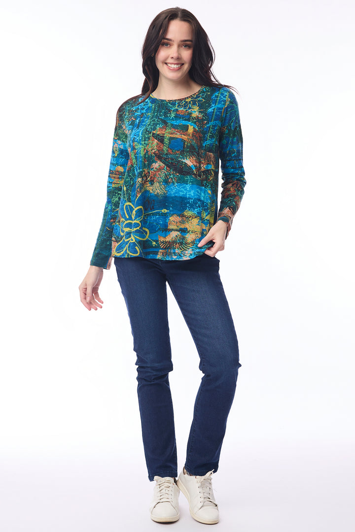 Orientique 23143 Batik Print Long Sleeve Top at Experience Boutique