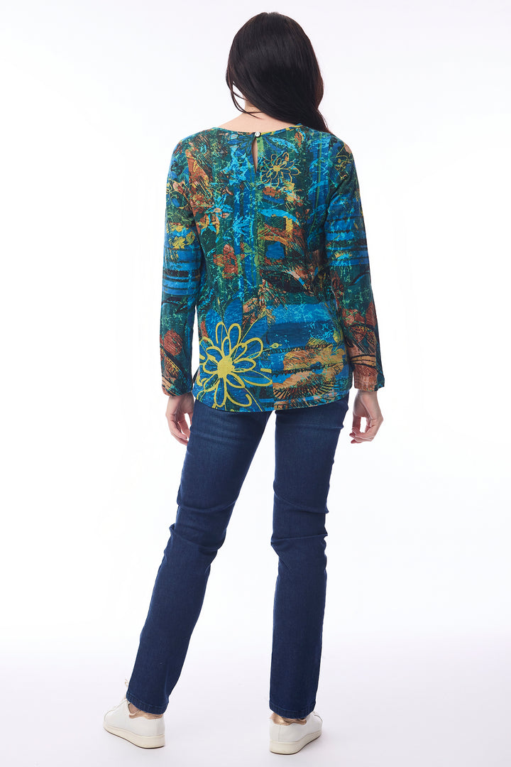 Orientique 23143 Batik Print Long Sleeve Top at Experience Boutique