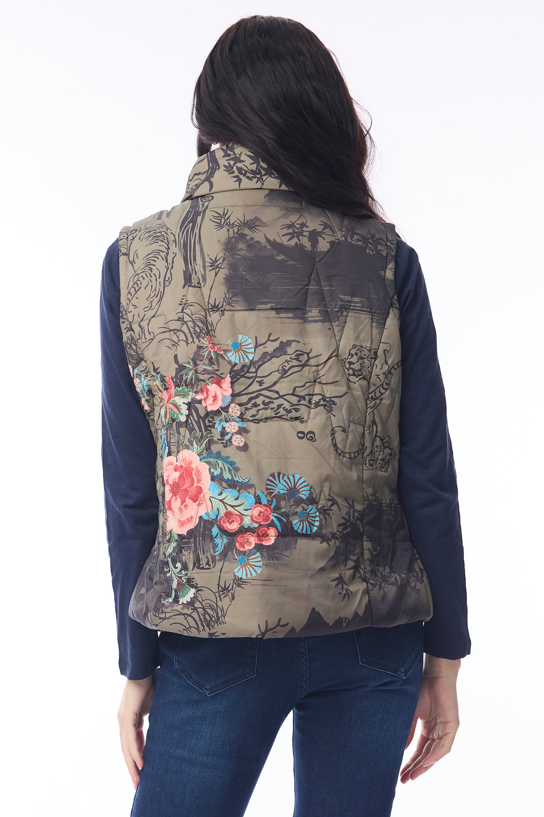 Orientique 82237 Keqioa Print Puffer Gilet at Experience Boutique