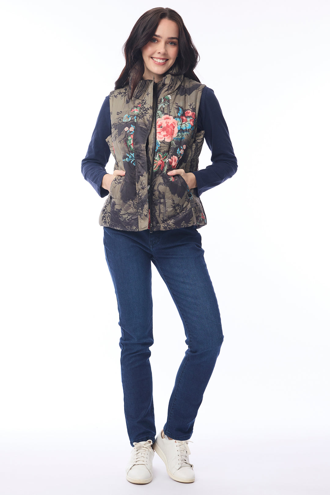 Orientique 82237 Keqioa Print Puffer Gilet at Experience Boutique
