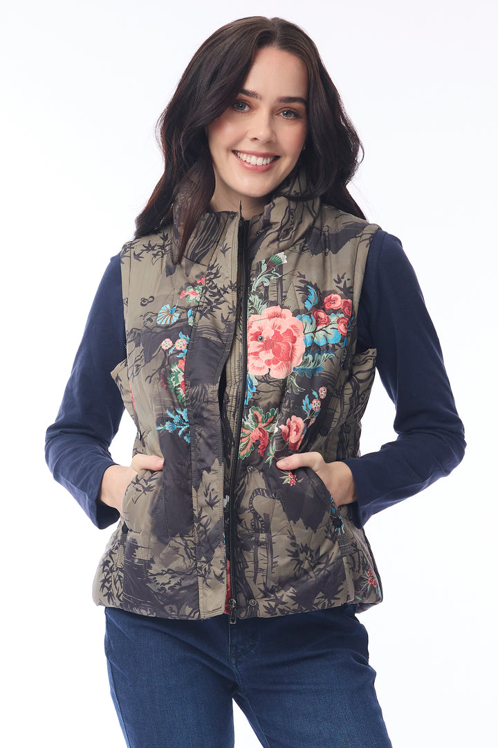 Orientique 82237 Keqioa Print Puffer Gilet at Experience Boutique