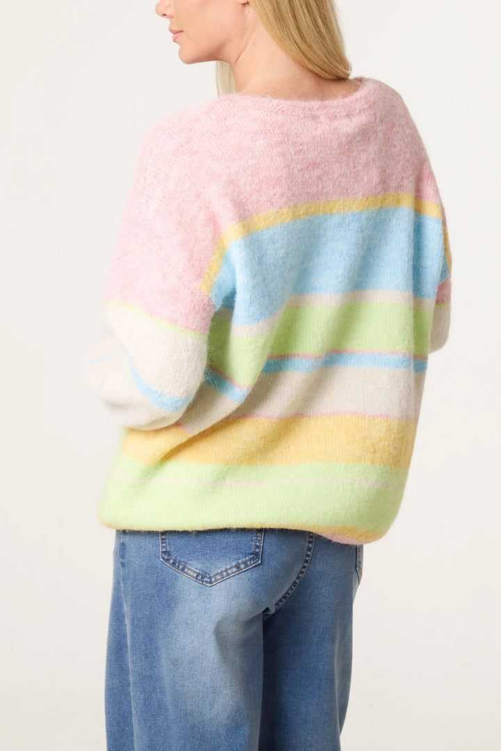 Pastel Colour Block Crew Neck Jumper