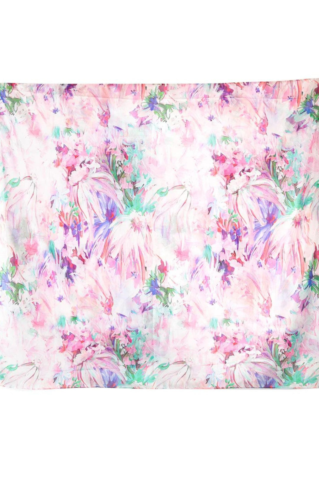 Pastel Pink Floral Print 1601 Pure Silk Scarf