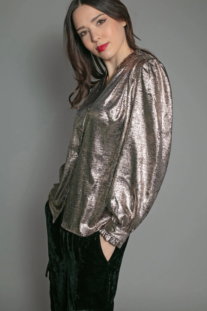 Nooki Sylvia Metallic Gold Lame Blouse  - All That Glitters Collection