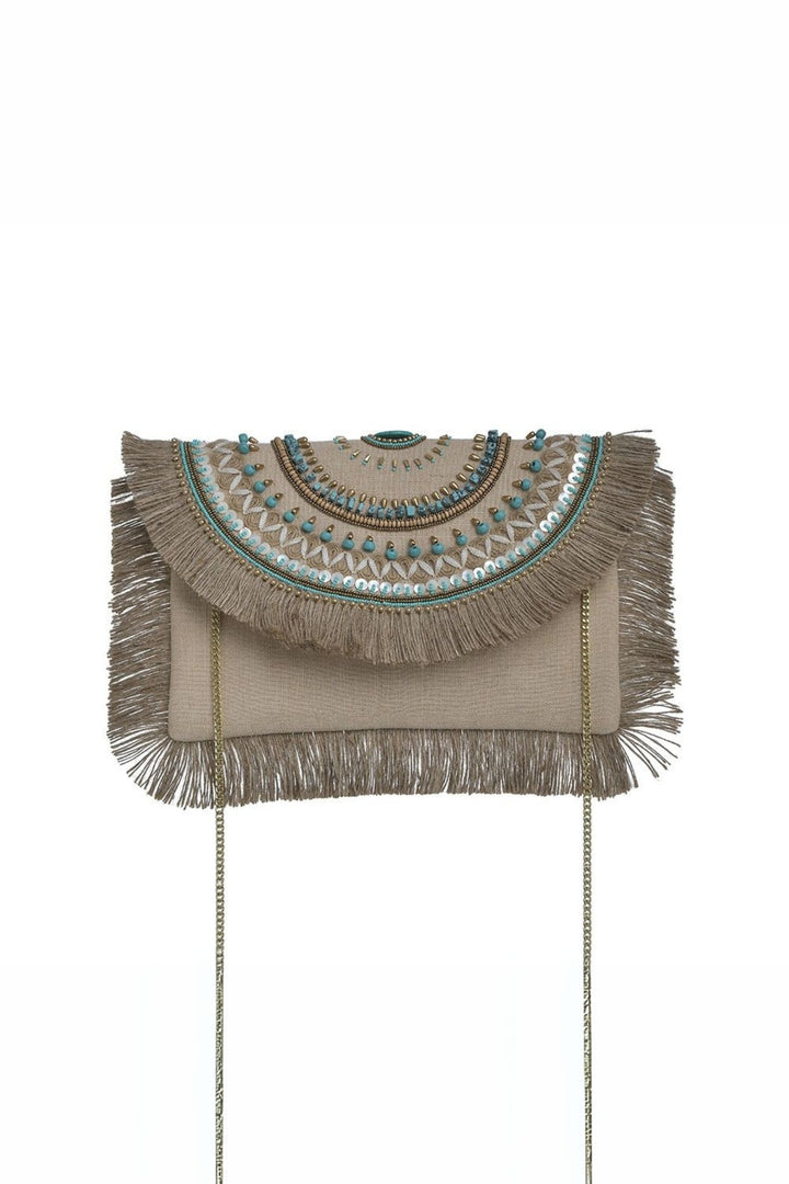 Ble Resort Collection Embellished Bag Gold Beige Turquoise