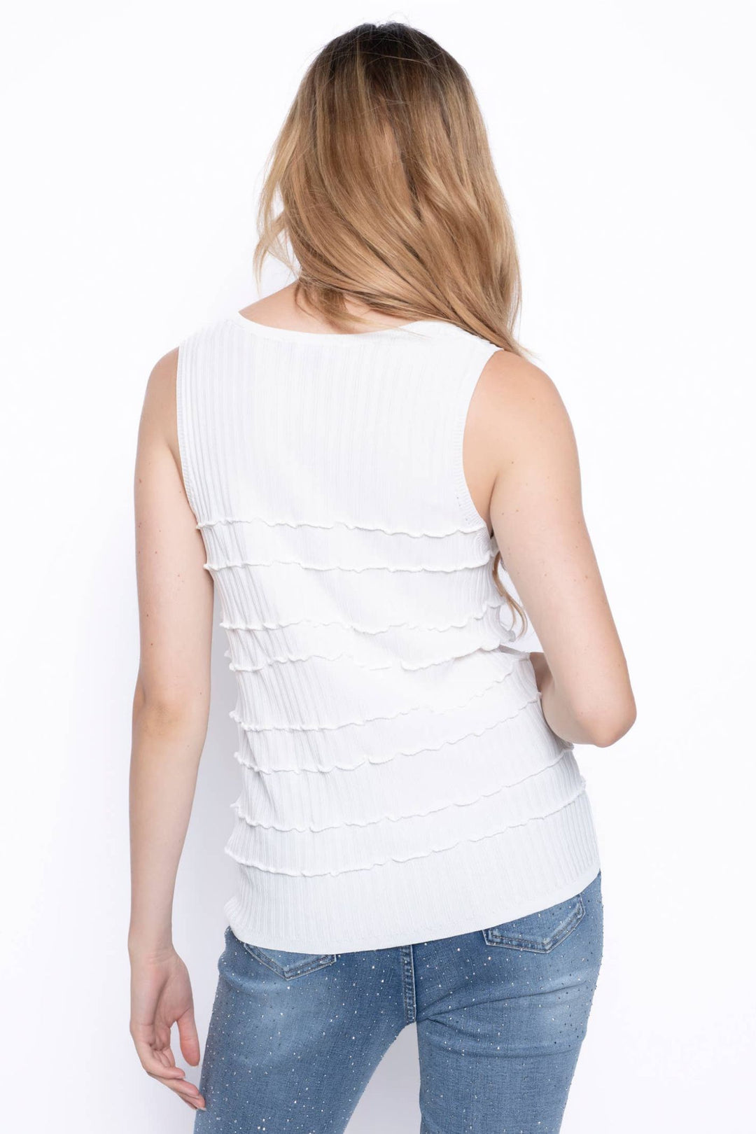 Picadilly JK341 White Ruffle Design Vest Top