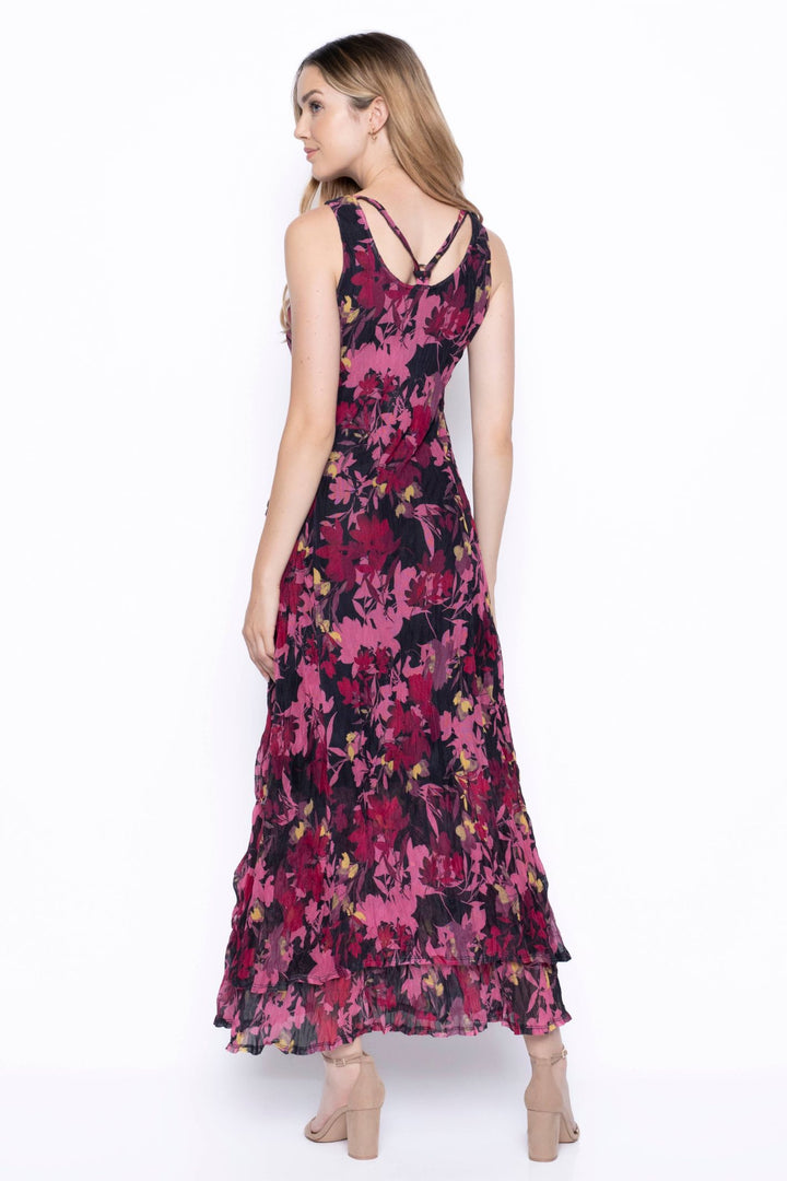 Picadilly JN606LZ Cerise Sleeveless Maxi Dress With Strap Detail