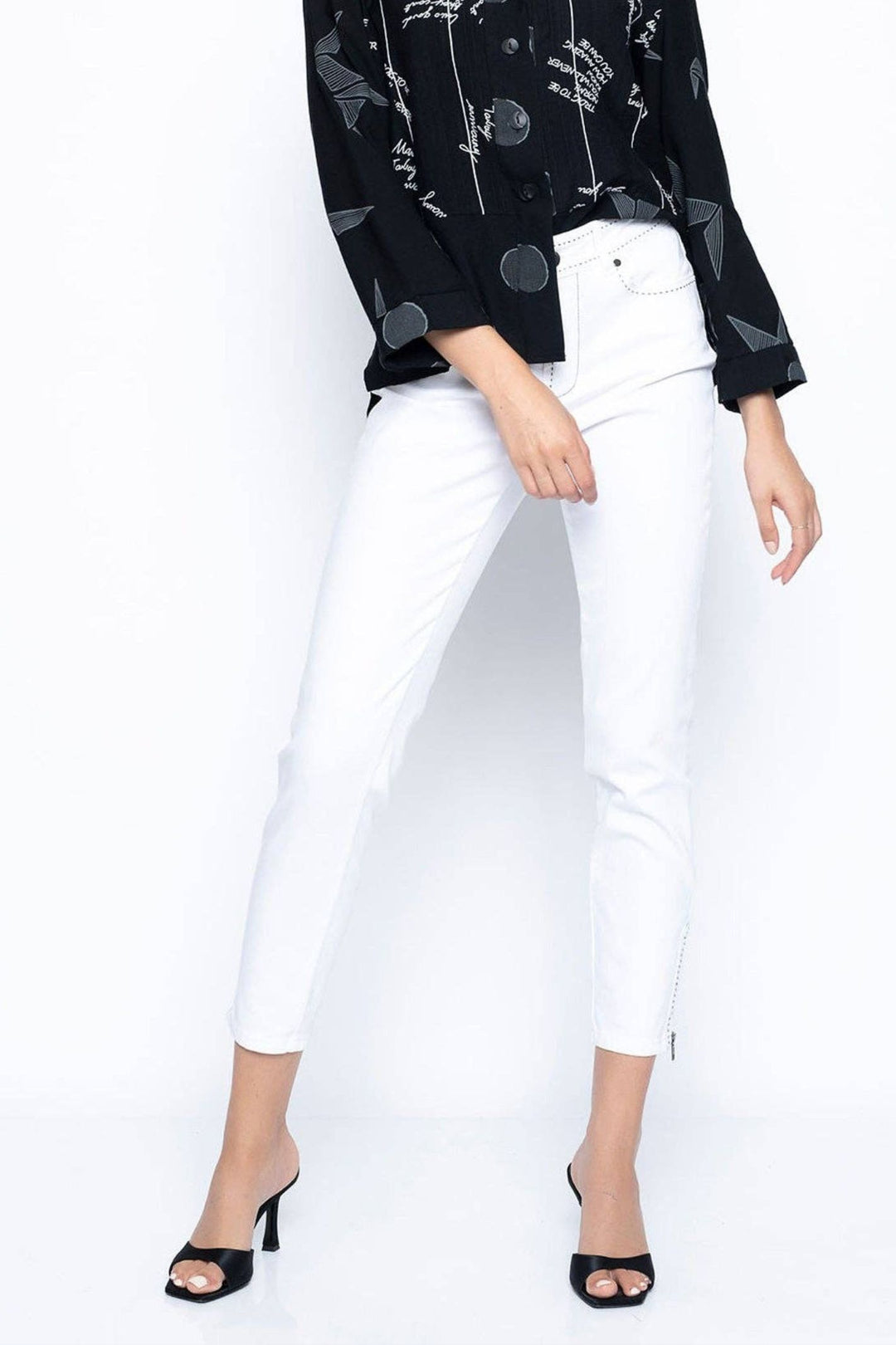 Picadilly E6939 White Contrast Stitch Jeans